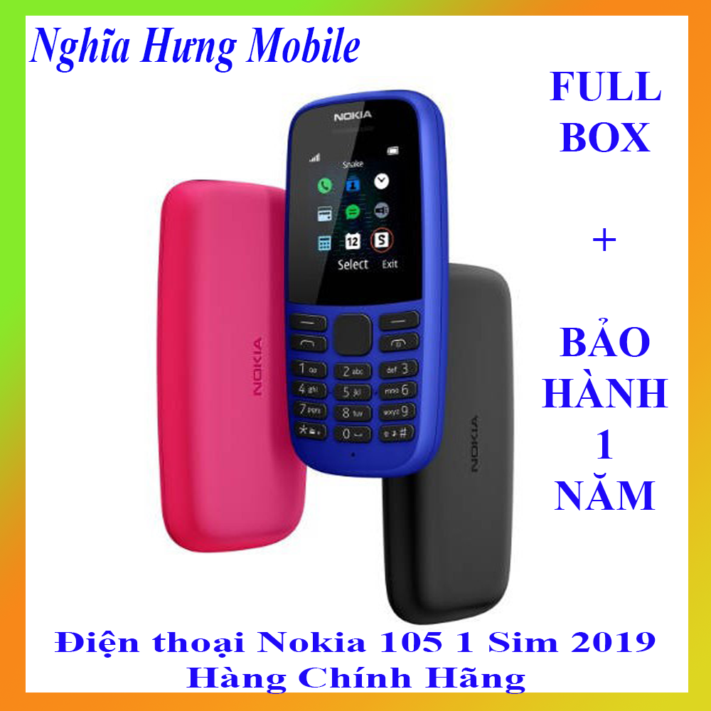 Điện thoại nokia 105 single sim - hàng chính hãng,full box,bảo hành 1 năm