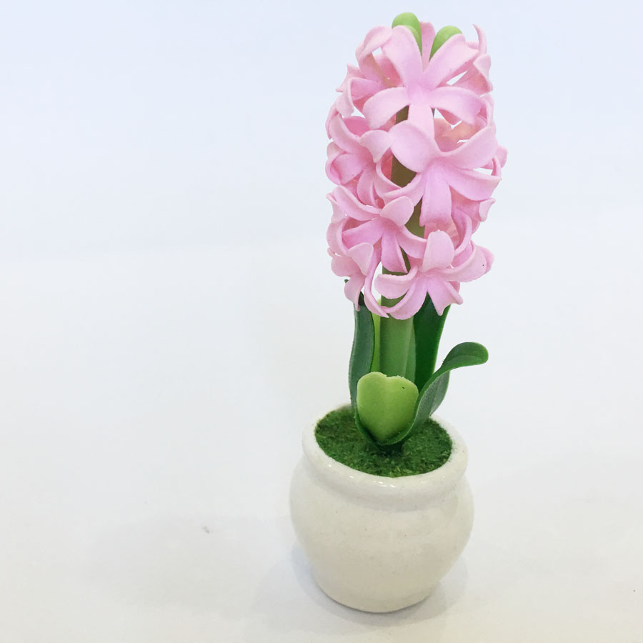 Chậu hoa đất sét mini - Cây dạ lan hương - Hoa tiên ông nhiều màu - Quà tặng trang trí handmade