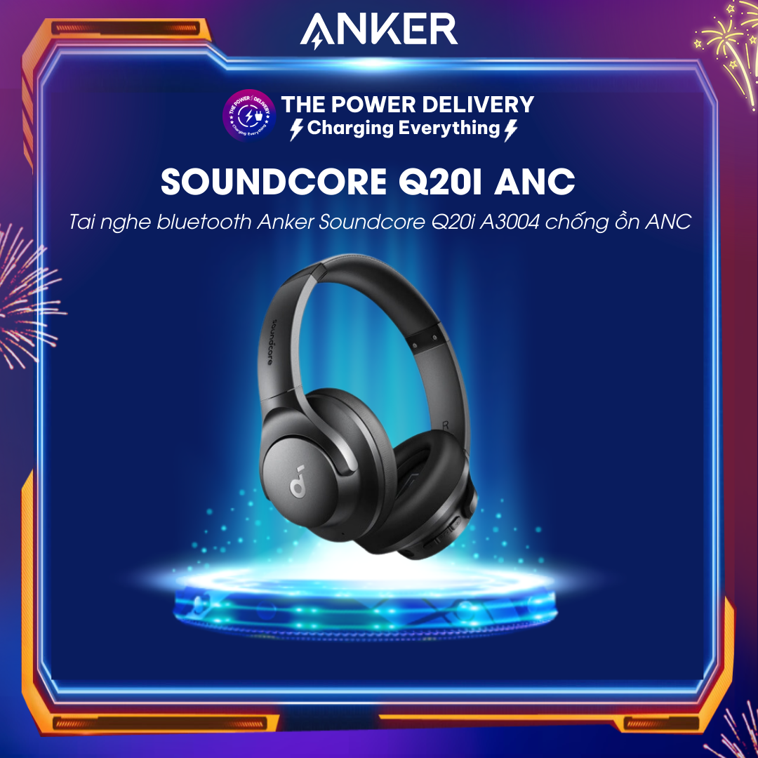 Tai nghe không dây Bluetooth Anker Soundcore Q20i A3004 chống ồn ANC - Hàng phân phối chính hãng - Bảo hành 18 tháng