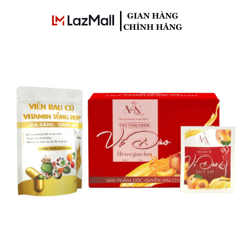 Trà giảm cân vị đào thơm dễ uống tặng kèm gói detox rau củ - giảm cân an toàn Đông Anh