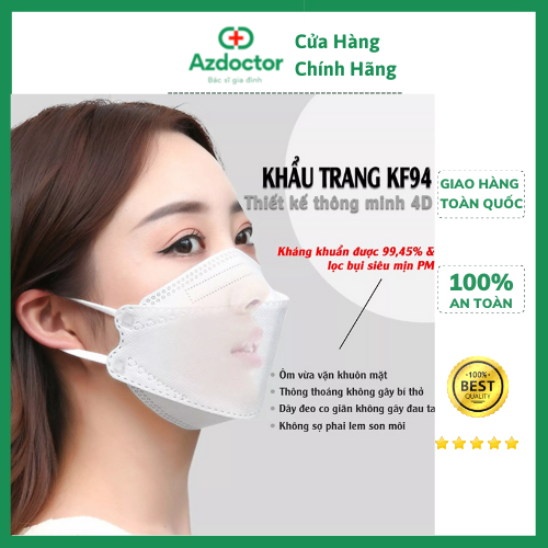 Gói 10c Khẩu Trang Y Tế 4D Mask KF94 Vải không dệt 100% PP vải SMS cao cấp