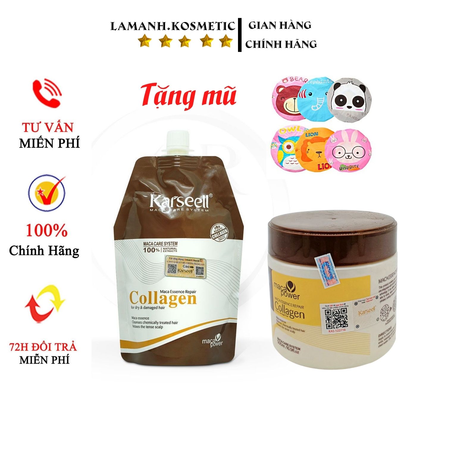 Ủ tóc hấp phục hồi tóc kem hấp hấp tóc COLAGEN KARSEELL túi 500ml – hũ 500ml hàng chính hãng