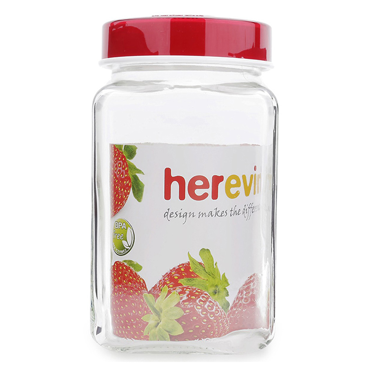 Hũ thủy tinh herevin vuông nắp decor 2 lít - hvnd20