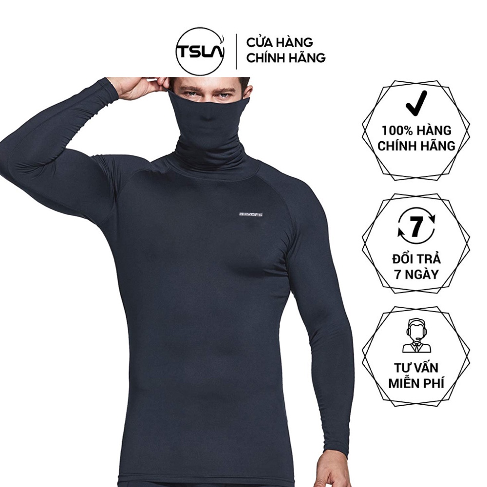 Áo giữ nhiệt nam LÓT LÔNG DEVOPS cổ lọ tay dài form ôm body tập gym work out chạy bộ đá bóng rổ mùa đông TSLA DET2022
