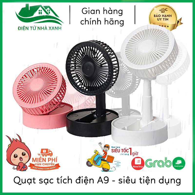 Quạt Mini Để Bàn Sạc Tích Điện Gấp Gọn USB Fan A9, Siêu Tiện Dụng Cho Mùa Hè 2021