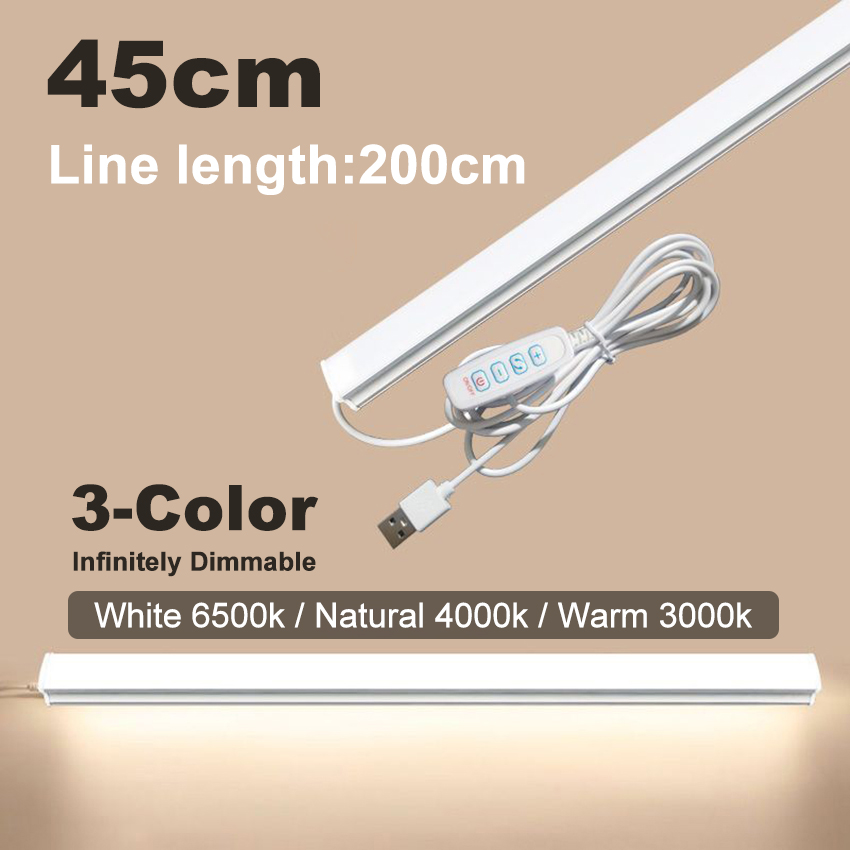 Đèn học LED dán tường bảo vệ mắt chống cận tùy chỉnh 3 màu sáng và mức độ sáng cắm điện dây USB dài Phòng ký túc xá