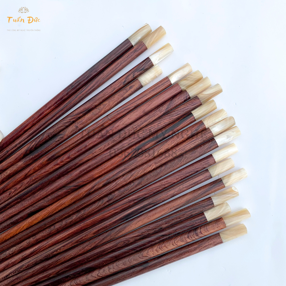Đũa gỗ cẩm lai đầu ốc xà cừ singapore -mã cth759 hộp 10 đôi- tuấn đức mỹ nghệ