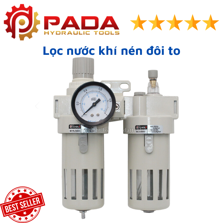 Bộ lọc tách nước kèm van điều áp khí nén - lọc nước khí nén đôi to