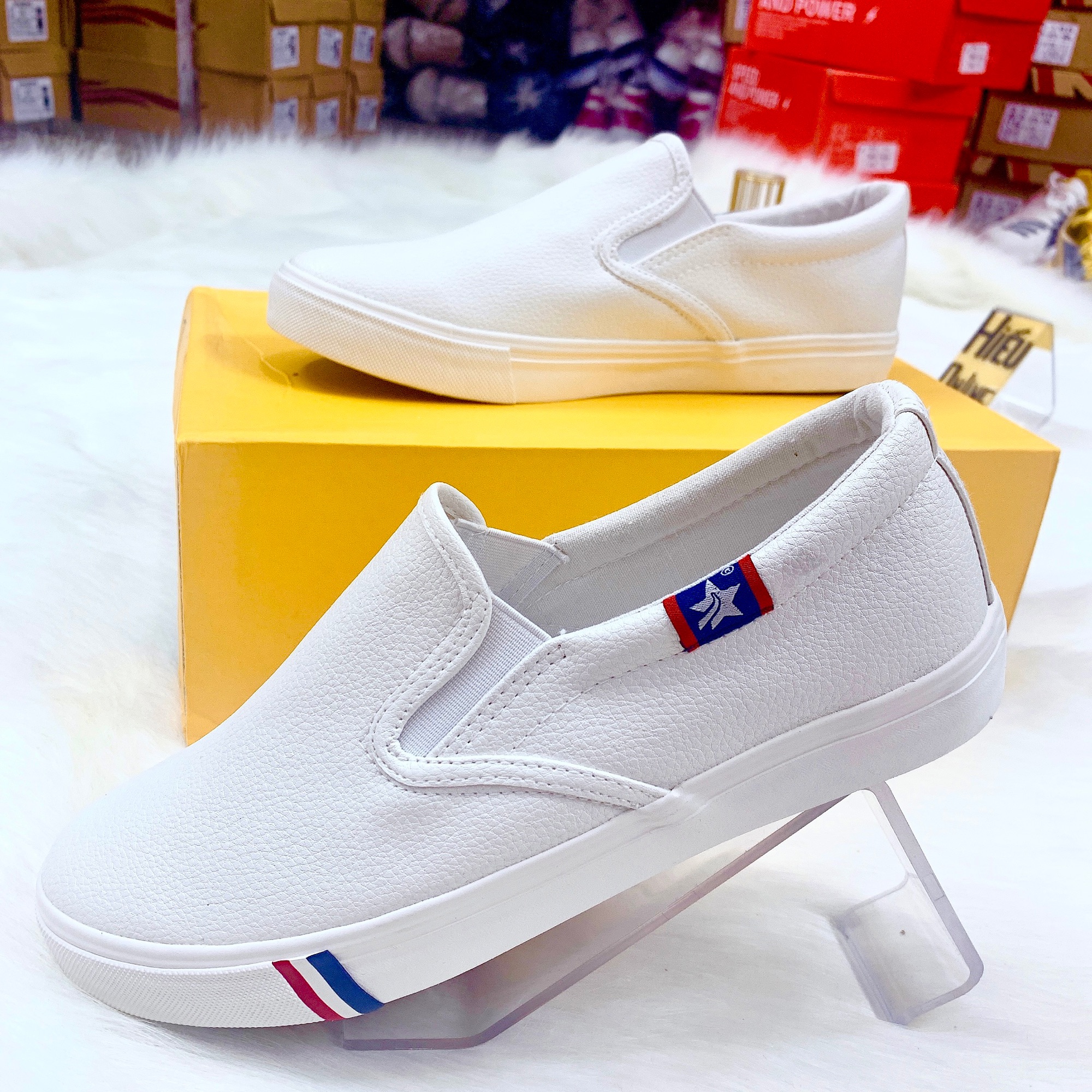 Giầy da trắng nam ,slipon.full box