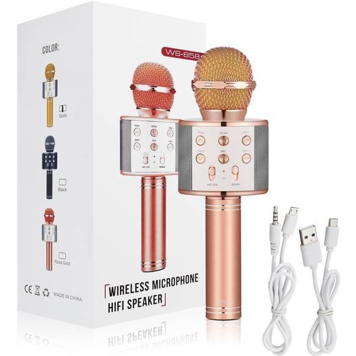 Mic karaok ws 858 - mic bluetooth không dây kèm sạc