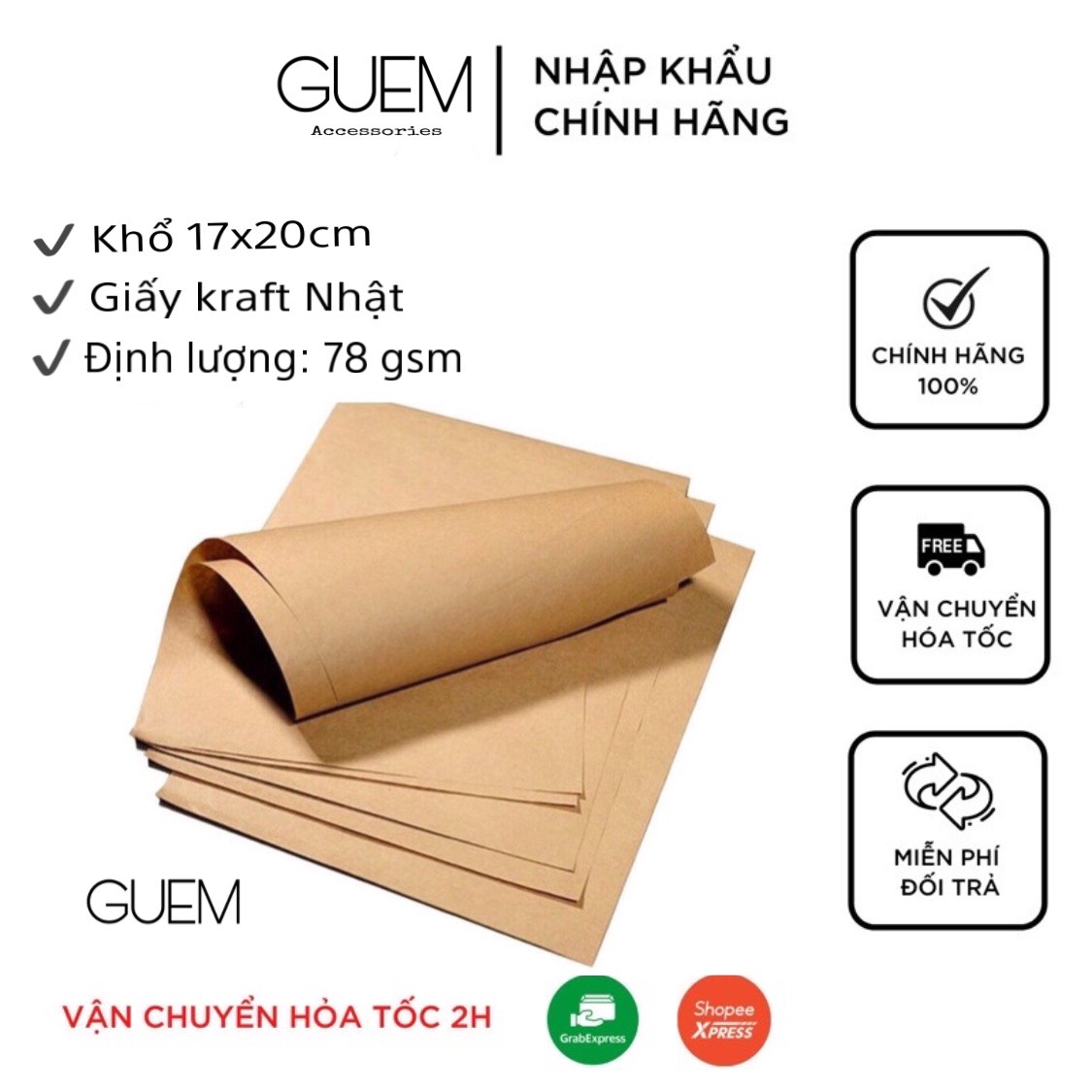 10 tờ Giấy xi măng, giấy kraft cắt sẵn GUEM