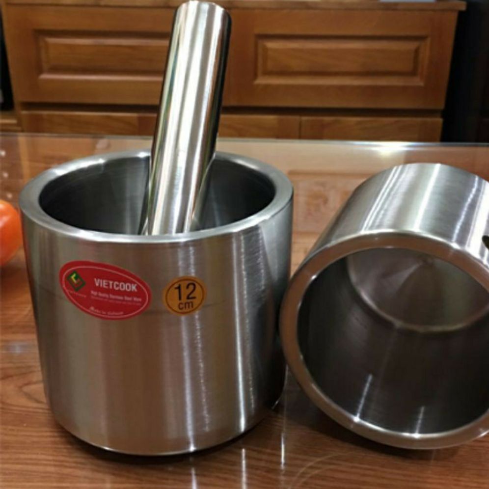 Bộ chày cối 2 lớp inox 304 Vietcook size 12cm