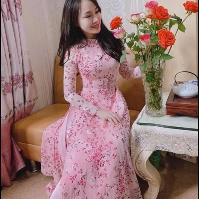 Bộ áo dài lụa tơ cao cấp