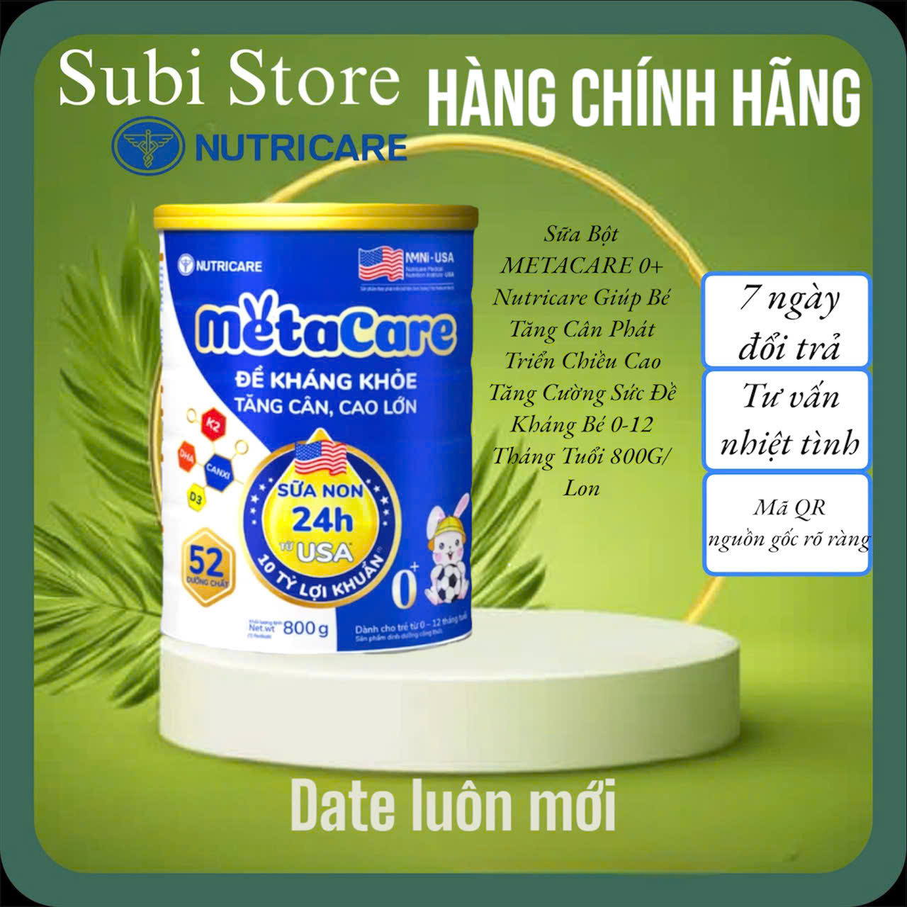 Sữa Bột METACARE 0+,1+,2+/850G Giúp Bé Tăng Cân Phát Triển Chiều Cao Tăng Cường Sức Đề Kháng