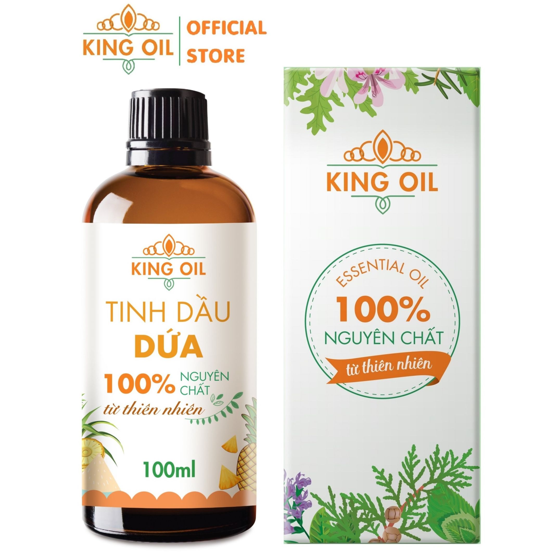 Tinh dầu dứa (khóm thơm) 100ml nguyên chất Organic từ thiên nhiên, thơm phòng, xông phòng, thư giản, đuổi muỗi - KingOil