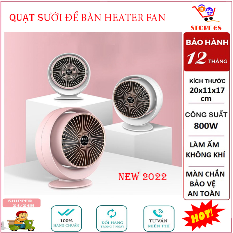 Quạt sưởi, máy sưởi mini để bàn Heater Fan công suất 800W làm nóng nhanh, máy sưởi ấm mini, máy sưởi tay mini, máy sưởi 2 chiều dùng cho gia đình, văn phòng, trẻ em, người già an toàn tiện dụng