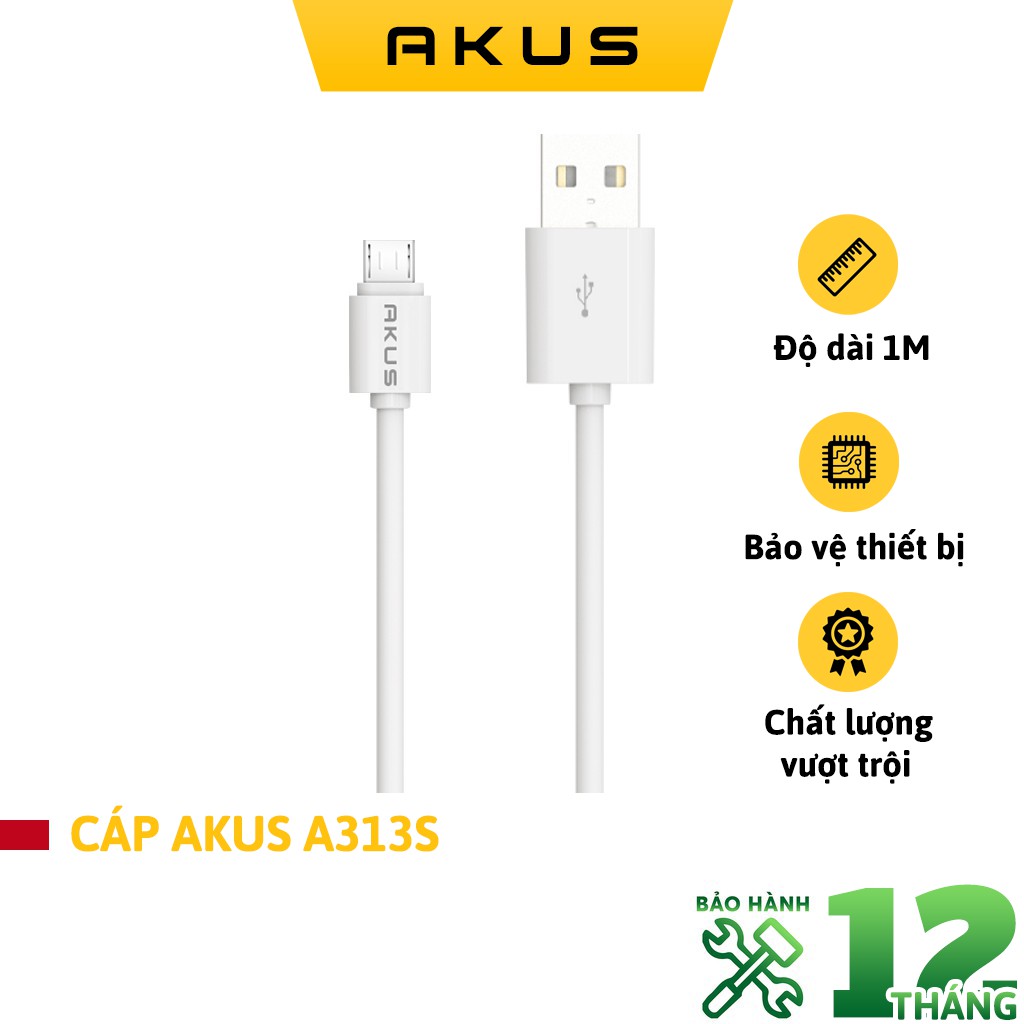 Cáp sạc akus chân micro - a313s hàng chính hãng - bảo hành 12 tháng