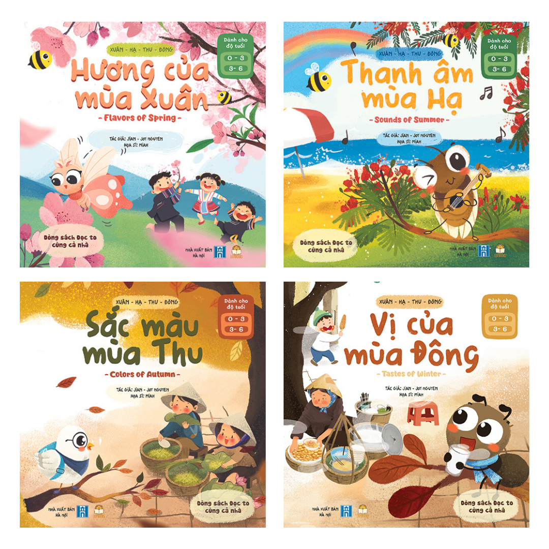 Truyện Kể Cho Bé Trước Giờ Đi Ngủ - Combo 4 Cuốn Xuân Hạ Thu Đông - Sách Đọc To (Song Ngữ Việt - Anh) Cho Bé 0-1-2-3-4-5-6 Tuổi