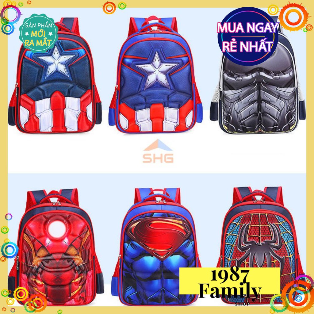 Cặp balo học sinh tiểu học -balo cho bé chống gù⭐có 3 ngăn đựng⭐hình siêu anh hùng nổi 3d cho bé trai⭐hs-cc1-b