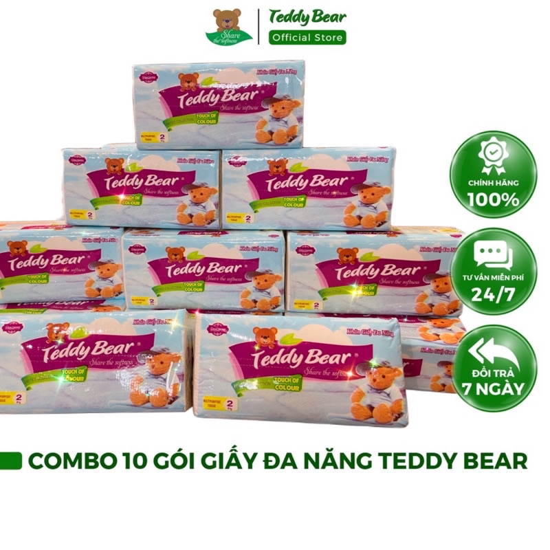 Combo 10 Gói Khăn Giấy Rút Đa Năng TEDDY BEAR Siêu Dai
