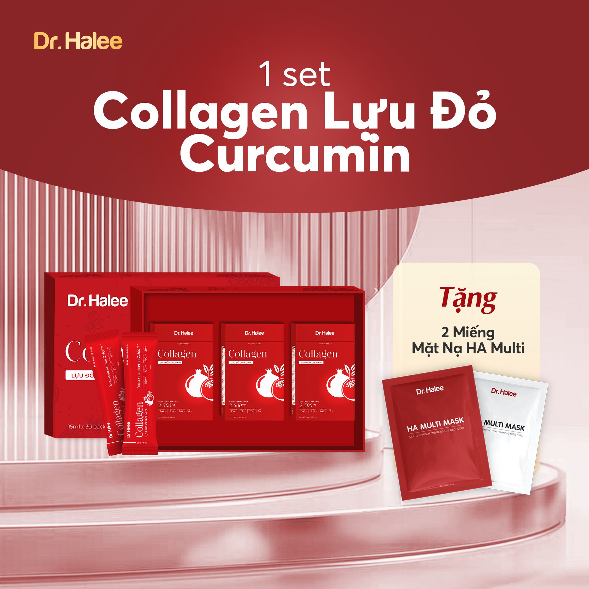Nước Uống Collagen Lựu Đỏ Curcumin Dr Halee