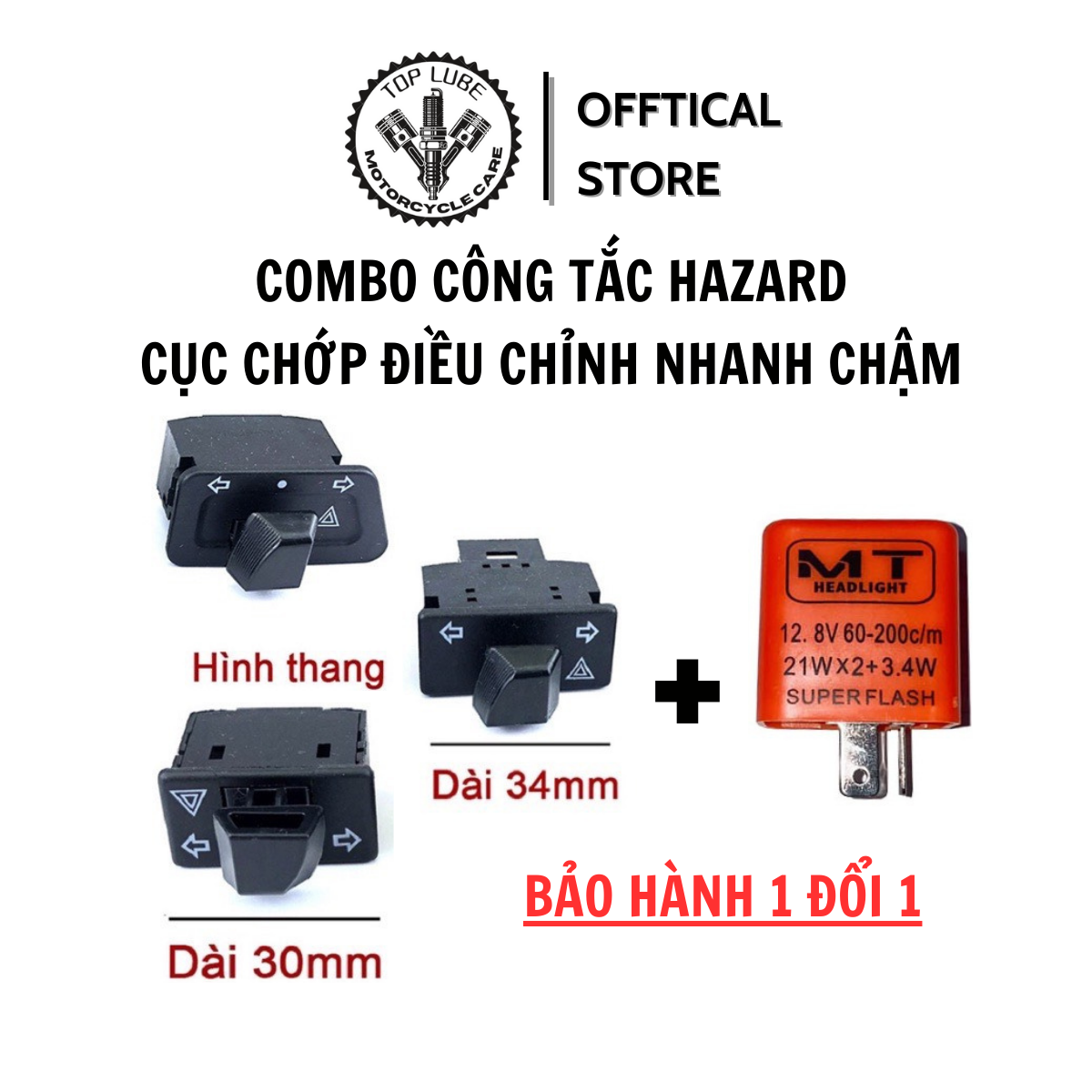 Combo công tắc hazard + cục chớp điện tử gắn nhiều dòng xe honda wave ab sh future winner
