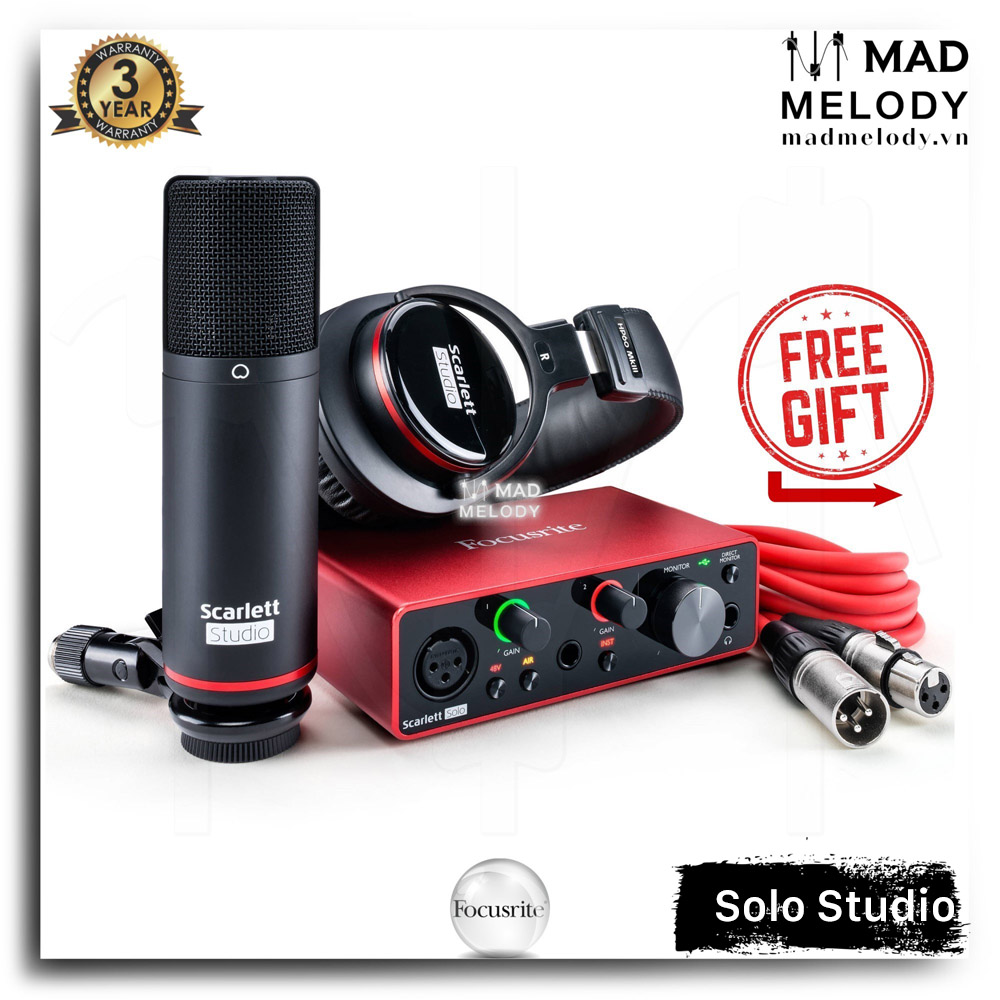 Focusrite Scarlett Solo Studio Pack (3rd Gen) [bộ thu âm chất lượng cao Solo Gen 3, thế hệ 3, NEW]