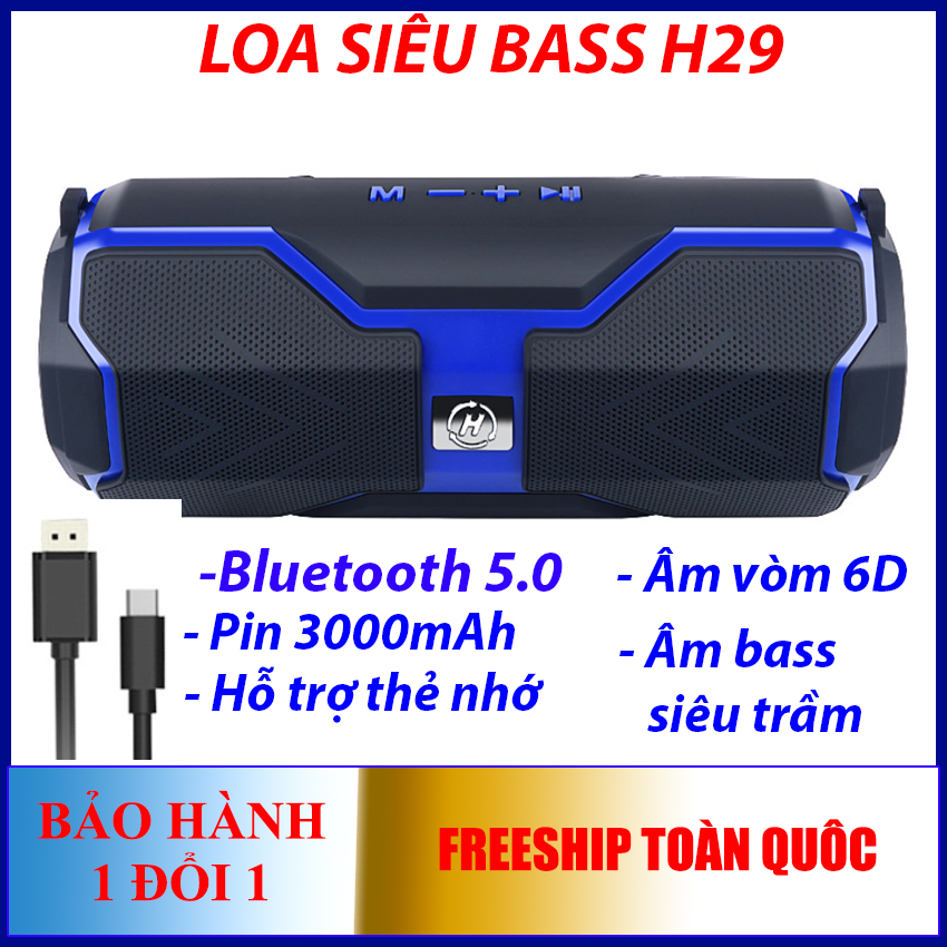 Loa bluetooth ngoài trời loa supper bassPin trâu 3000mAh loa nghe nhạc H29