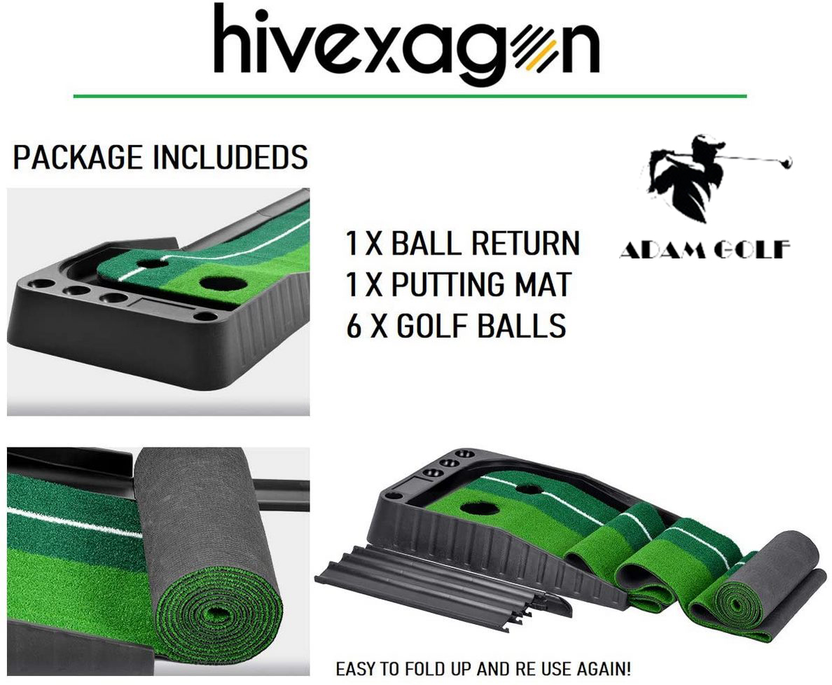 New 2022 - Golf Putting Green Mat with Auto Ball Return System. Mini