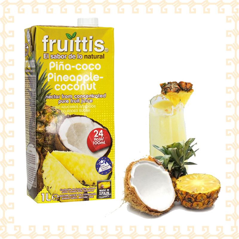 Nước ép Thơm Dừa nguyên chất nhập khẩu Tây Ban Nha FRUITTIS 1 Lít