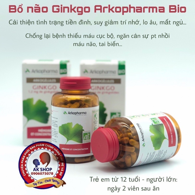 □☎❀  Bổ não Ginkgo Arkopharma Pháp hàng chính hãng