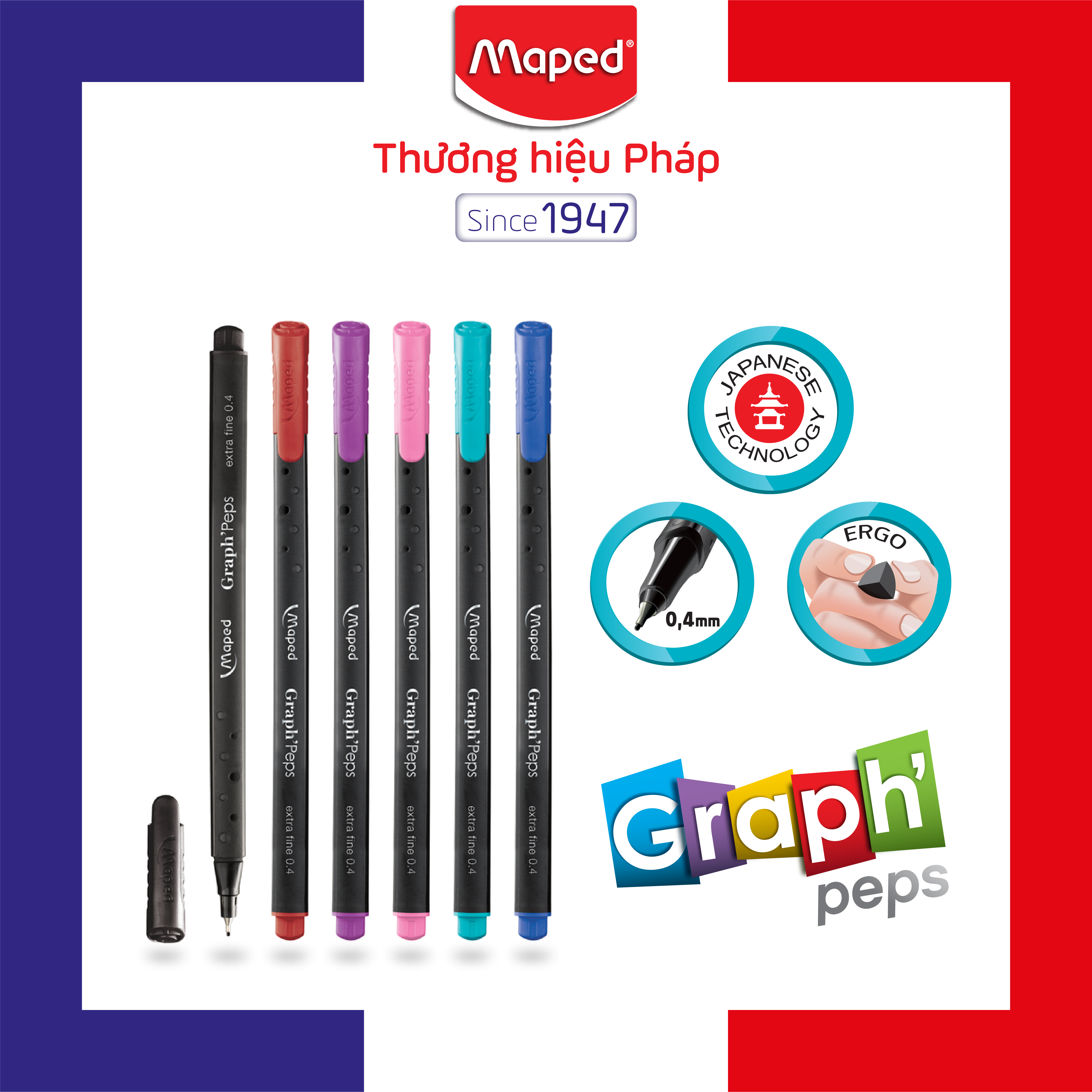 MAPED - Viết kim Graph' Peps 11 màu sắc - 1 cây