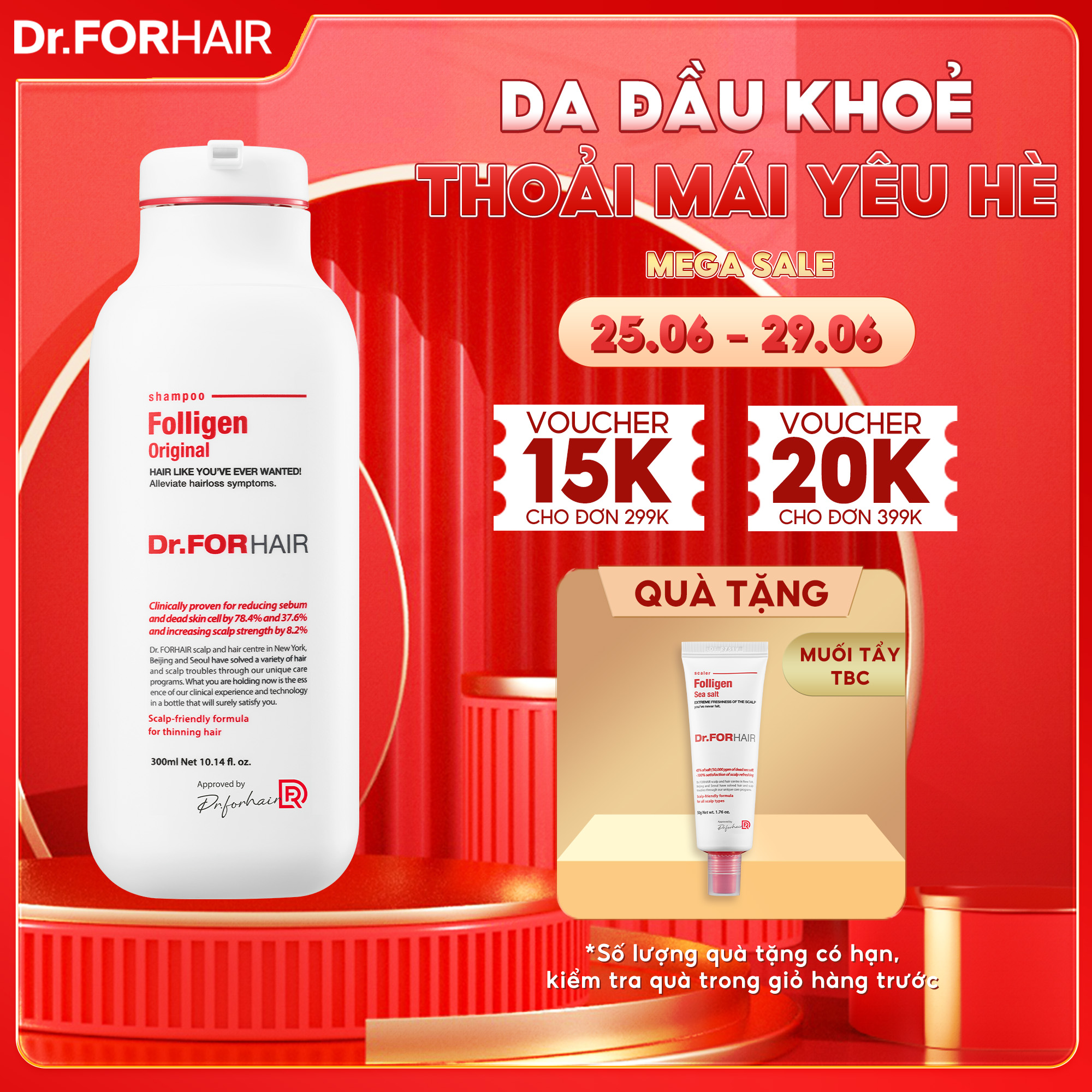 Dầu gội sạch da đầu, hỗ trợ mọc tóc và ngăn ngừa rụng tóc  Dr.FORHAIR FOLLIGEN ORIGINAL SHAMPOO