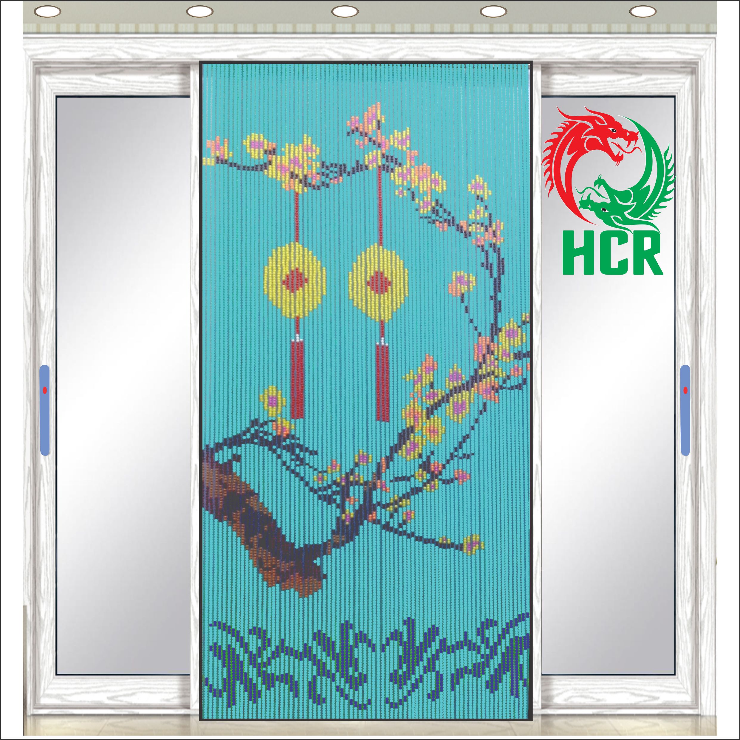 Màn hạt nhựa nội thất công ty hai con rồng code 814 hoa mai