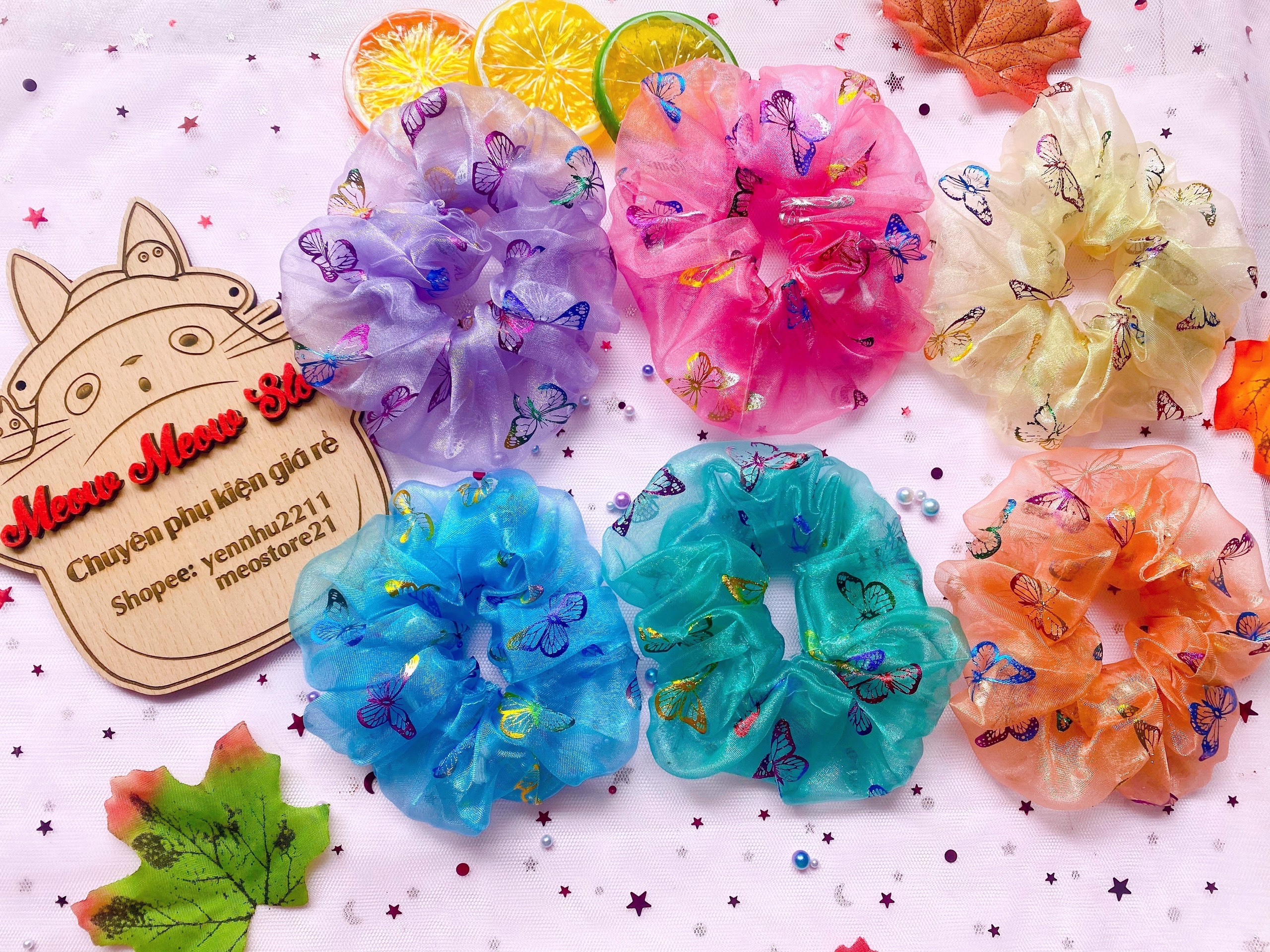 ❣️Ảnh Thật+Được Chọn Mẫu❣️Scrunchies Dây Cột Tóc Chun Tóc Bướm Vải Voan 1 Lớp Hot Trend🎀