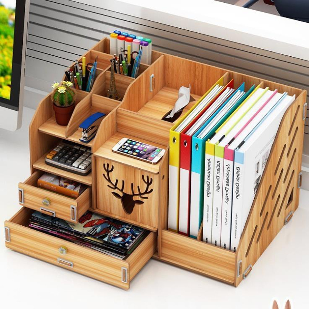 Kệ sách để bàn, kệ sách gỗ, kệ sách gỗ để bàn, kệ để tài liệu văn phòng - kệ sách để bàn làm việc lắp ghép đa năng- kệ máy tính - dày 12mm, gỗ mdf chắc chắn