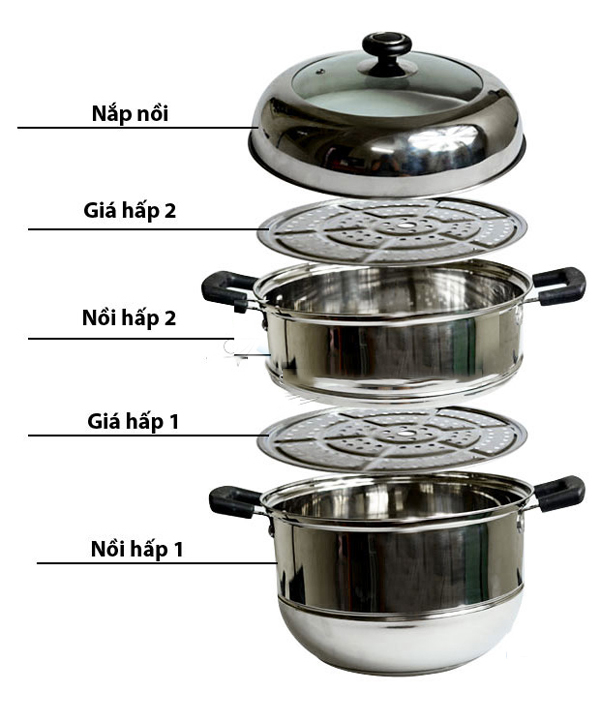 Nồi hấp 3 tầng đường kính 28cm