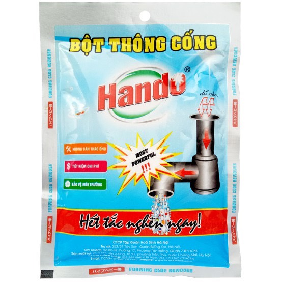 Gói Bột Thông cống 100g Nội Địa Hando (Không dùng khi tắc bằng chất thải vô cơ)- Đã có mẫu mới