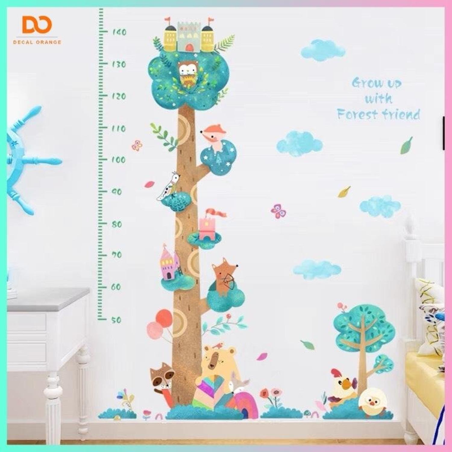 Decan dán tường 3D cho bé thước đo dán tường trang trí phòng ngủ cho bé