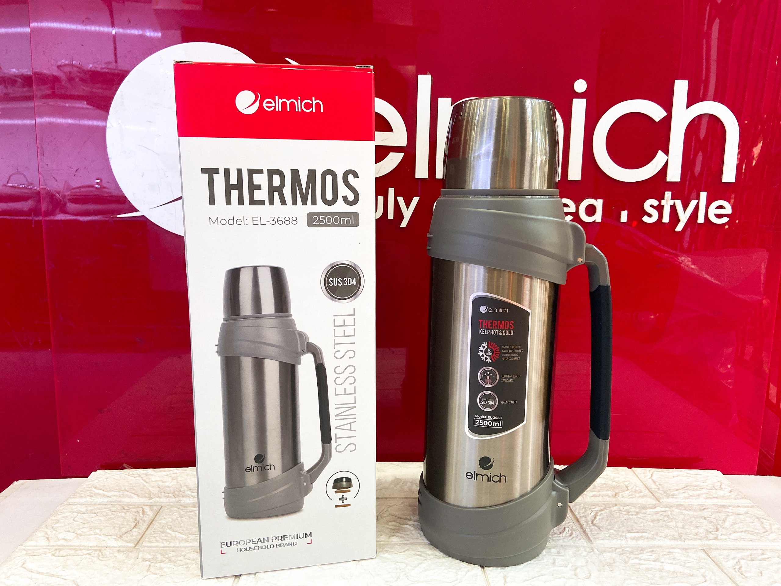 Bình giữ nhiệt inox 304 elmich el-3688 thể tích 2500ml