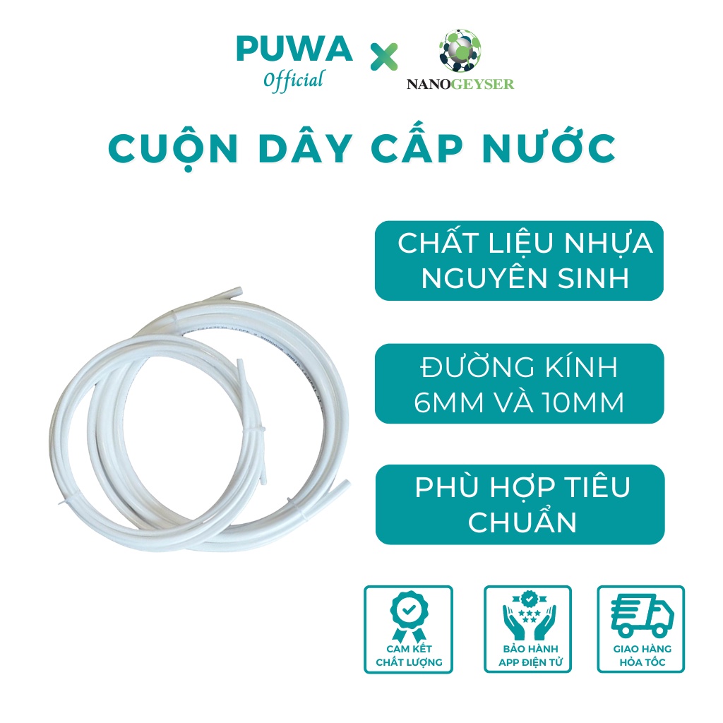 Dây cấp nước và dây thải cho máy lọc nước, dây phi 6, phi 10, dài 1 mét