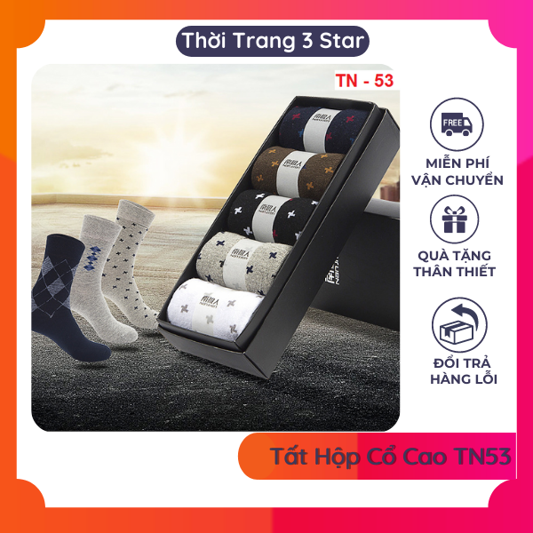 Set Tất Nam  Hộp 5 Đôi Tất Cao Cấp Để Thay Đổi Các Ngày Chất Liệu Cotton Dày Dặn Cực Kì Êm Chân TN53