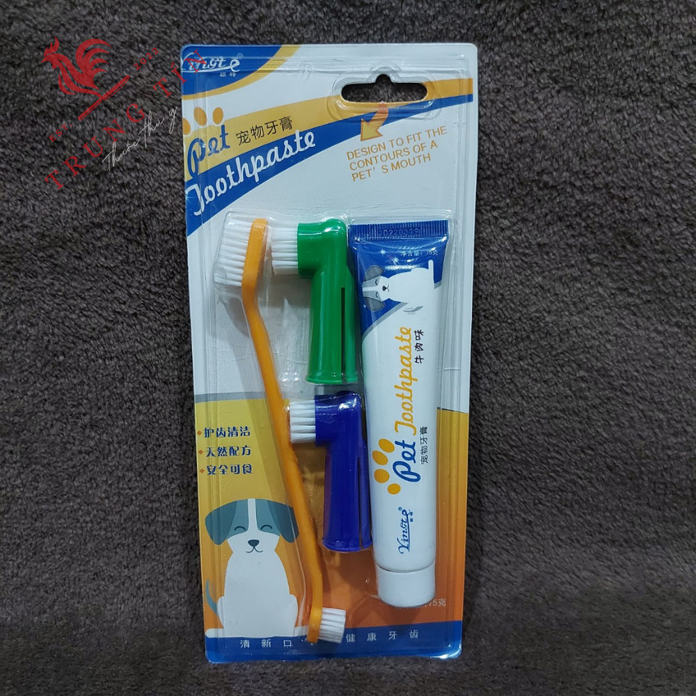 kem đánh răng và bàn chảy dành cho chó mèo cao cấp (loại bỏ mảng bám , hơi thở thơm tho , ranh trắng sáng)