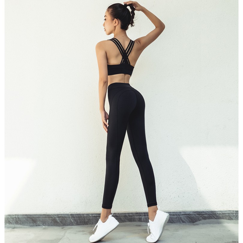 [HCM]Bộ thể thao tập gym yoga phối dây đan lưng 6 dây siêu đẹp hàng chất lượng loại 1 co giãn 4 chiều thiết kế trẻ trung - LINA SPORT