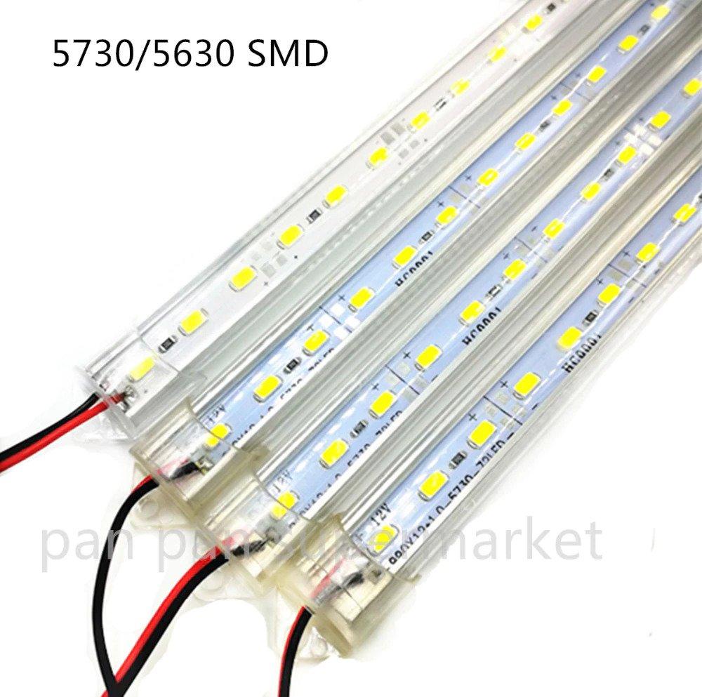 Combo 5 bóng Đèn led 12v, Led Thanh 12v, tuýp led 12v 8w (50cm) có máng, hộp.
