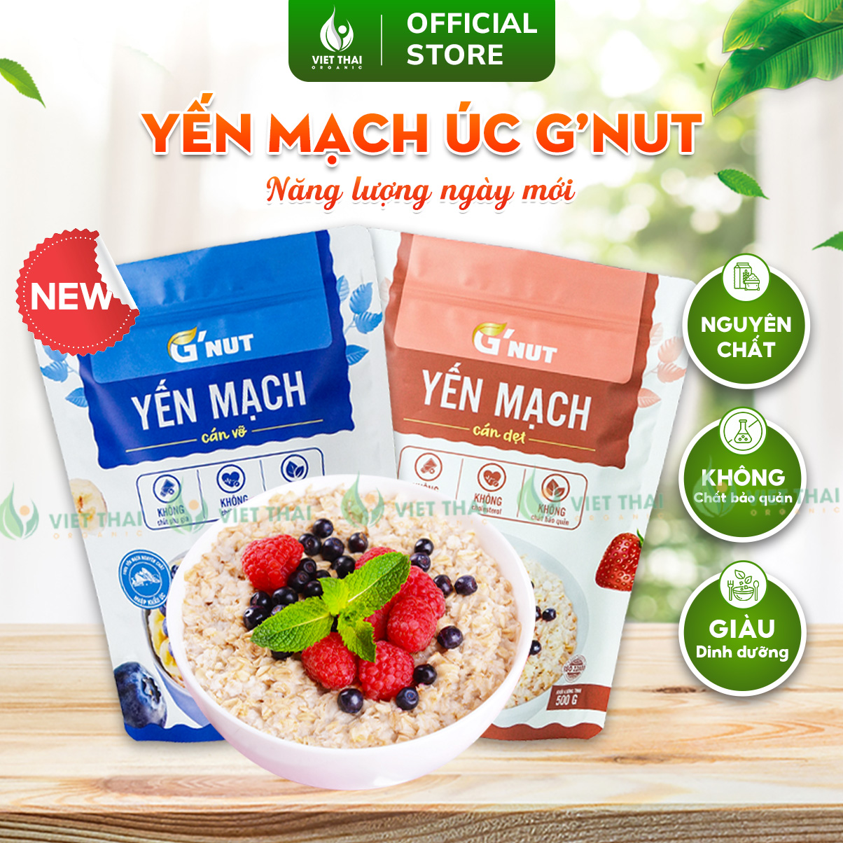 [GIAO DIỆN MỚI] Yến Mạch Úc G'Nut Nguyên Chất Ít Calo Dinh Dưỡng Healthy Việt Thái Official Gói 500G