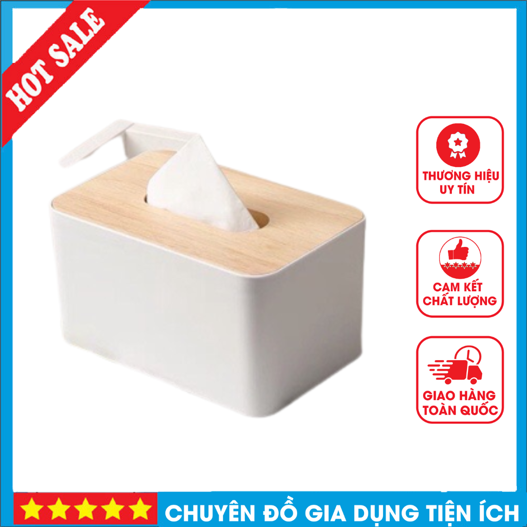 Hộp đựng giấy nắp tre cao cấp