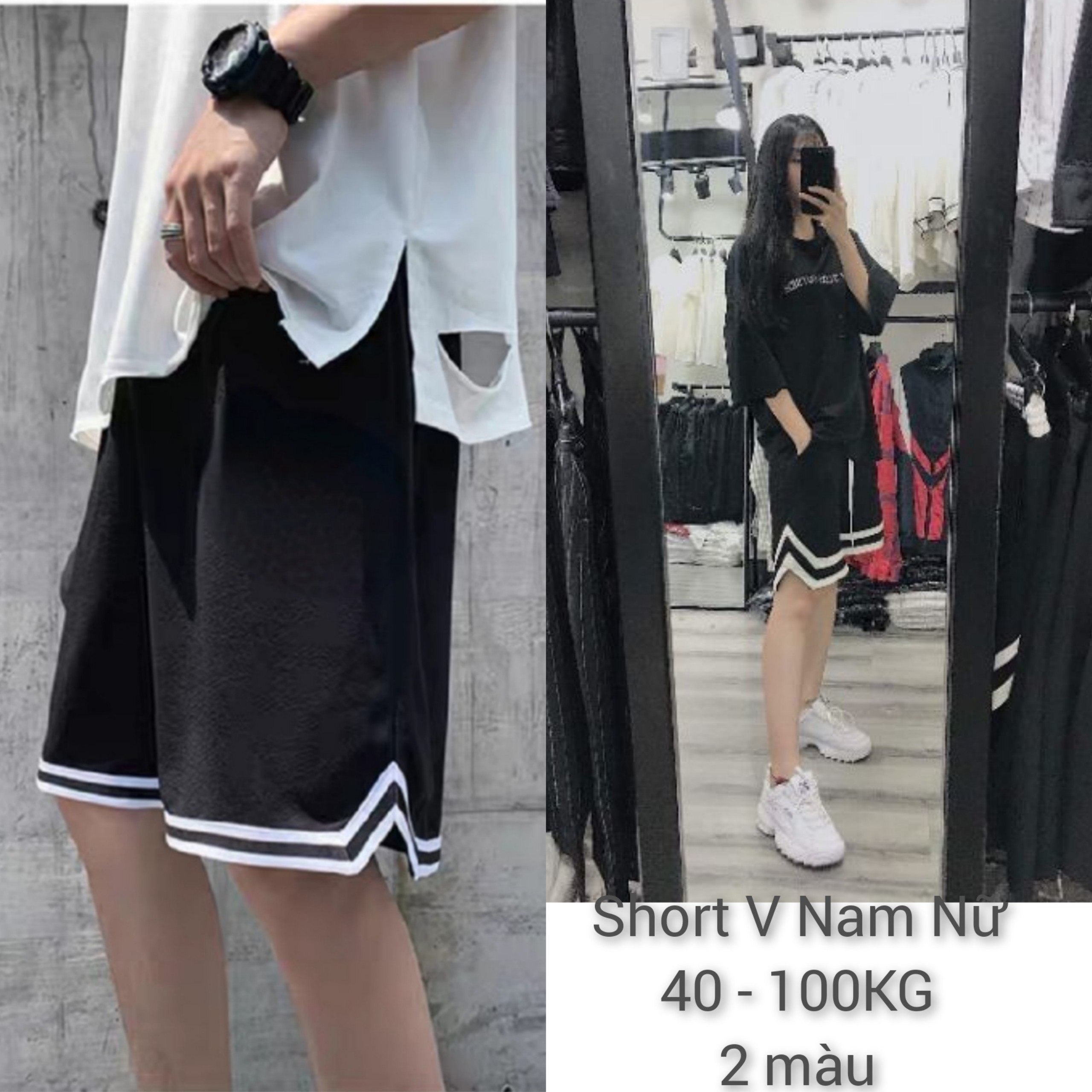 38-100KG Quần Short line thể thao Nam Nữ unisex bigsize