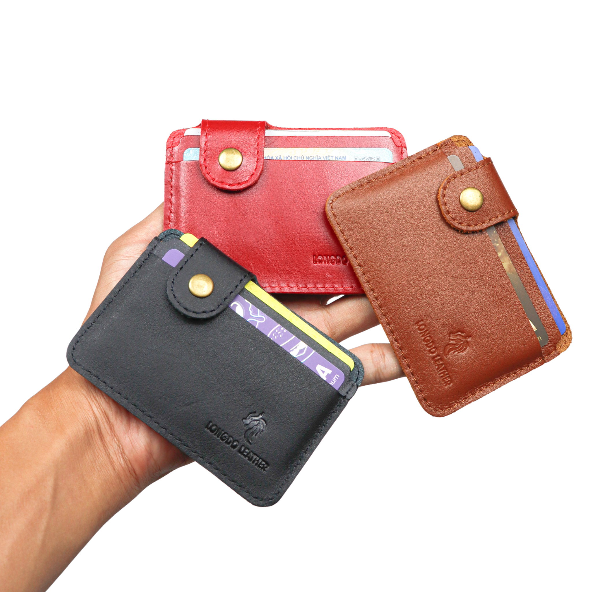 Ví đựng thẻ, card holder da bò thật thương hiệu Longdo Leather - C02