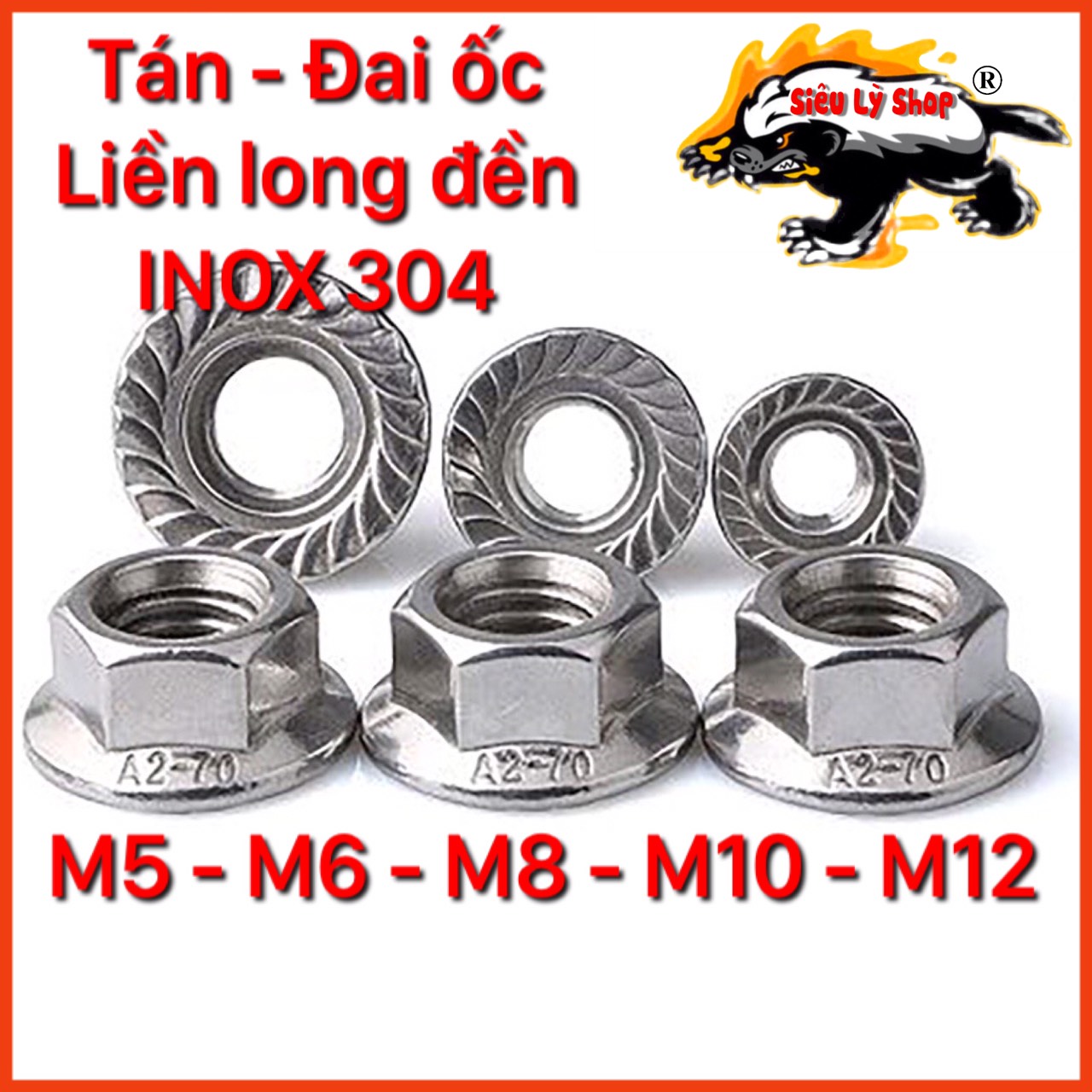 Đai ốc - tán liền long đền inox 304 m5 - m6 - m8 - m10